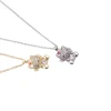 New copper-plated real gold and zircon cat fresh and sweet style collarbone chain pendant Item Picture